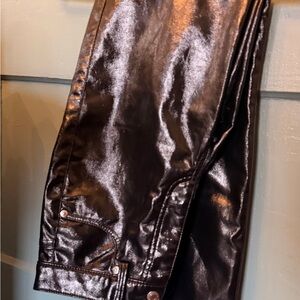 Black Shiny Faux Leather Pants